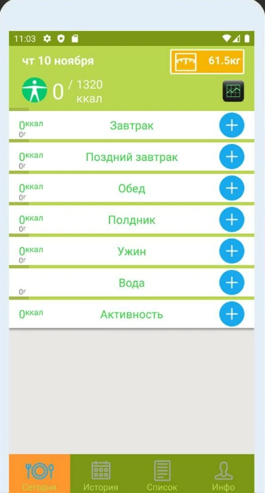 Разработка приложения — Приложение «Счётчик калорий» — скриншот 3